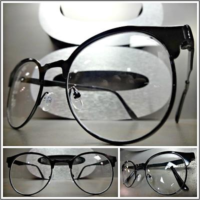 #ad Men#x27;s CLASSIC VINTAGE RETRO Style Clear Lens EYE GLASSES Round Black Metal Frame $13.99