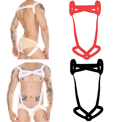 #ad Men Hollow Out Stretchy Body Shoulder Chest Straps Bodysuit Nightclub Underwear $5.27