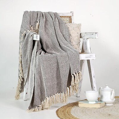 #ad Blanket Throw 50quot;x60quot; Soft Cozy Reversible Sofa Bed Blanket Tassel Fringe Throws $23.99