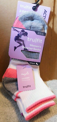 #ad WC tru fit CoolDRY Wicking Action Quarter Socks 3 Pack Size 9 11 White amp; Multi $5.00
