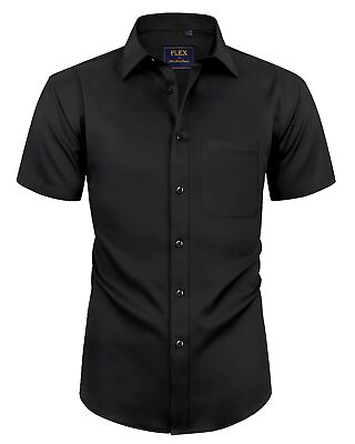 #ad Alimens amp; Gentle Mens Short Sleeve Dress Shirts Regular Fit Solid Casual Butt... $29.22