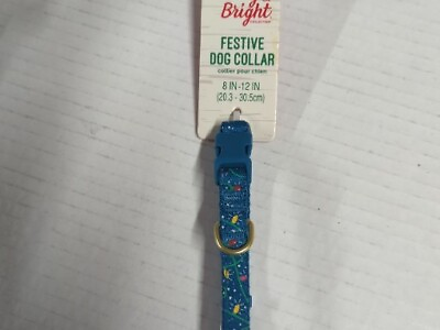#ad NWT Merry amp; Bright Festive Dog Collar SMALL 10 14quot; blue lights FAST Free Ship $8.90