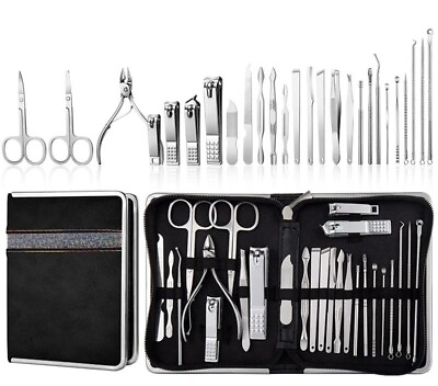 #ad Premium 26 Piece Manicure Set in Leather Carrying Storage Case $11.69