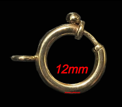 #ad 12mm JUMBO HEAVY DUTY 14k Yellow Gold Large Spring Ring Clasp OPEN Jump ITALY $159.00