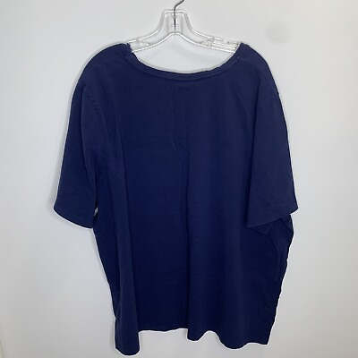 #ad Liz amp; Me Essentials Womens Plus Size 3X Navy Blue Short Sleeve Blouse Shirt $14.99