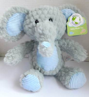 #ad Elephant Infant Plush Stuffed Animal Rattle w Crinkle Ears Gray amp; Baby Blue $11.78