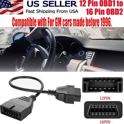 #ad GM 12 Pin OBD1 to 16 Pin OBD2 Convertor Adapter Cable For Diagnostic Scanner US $7.55