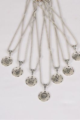 #ad Zodiac necklace 1quot; diameter zodiac sign pendant 18quot; chain with extension $6.00