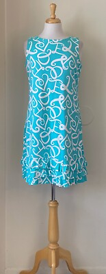 #ad Lulu B Size S Aqua amp; White Love amp; Hearts Sleeveless Dress with Ruffles $54.40