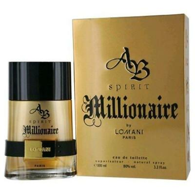 #ad AB SPIRIT MILLIONAIRE by Lomani men 3.3 oz 3.4 edt cologne NEW IN BOX $16.77