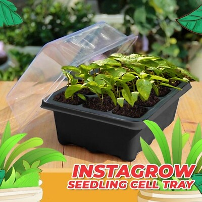 #ad 12 Hole Plant Seed Grows Box Nursery Seedling Starter Garden Yard Tray Black $8.69