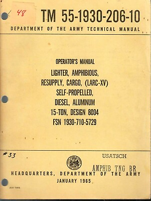 #ad 1965 ARMY OPERATORS MANUAL TM 55 1930 206 10 Lighter Amphibious 15 Ton Diesel $41.99