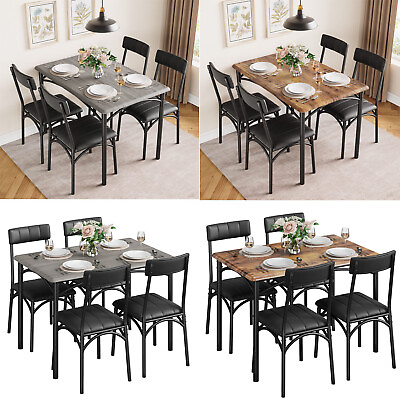 #ad 5 Piece Dining Room Kitchen Table amp; 4 Upholstered Chairs Furniture Set for Home $128.69