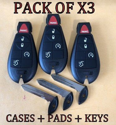 #ad X3 REPLACEMENT JEEP GRAND CHEROKEE REMOTE KEY FOB CASE SHELL amp; PAD FOR 68066849 $15.25