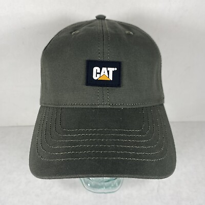 #ad Caterpillar CAT Hat Mens Cap Dark Olive Green Adjustable Strap Back OSFM Duck $17.39