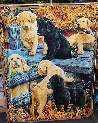 PUPPY PUPPIES DOG DOGS PLAYTIME THROW BLANKET SHERPA BACKING 50X60 $43.23