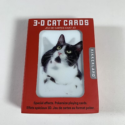 #ad Kikkerland 3 D CAT Playing Cards Lenticular 3D Special Effects $14.95