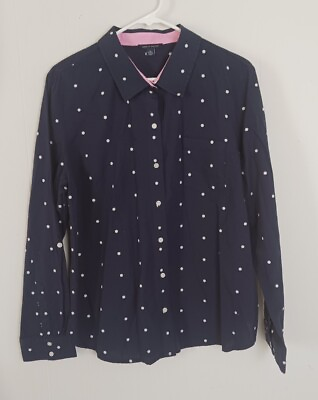 #ad Tommy Hilfiger Navy Snowflake Dot Button Up Shirt Women#x27;s Size 1X $38.50
