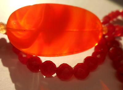 #ad Vtg Carnelian Ruby Sterling Silver Beaded Choker Necklace 15quot; $69.99