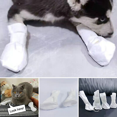 #ad 4pcs Dog Paw Cover Breathable Anti fouling Disposable Pet Dog Foot Protector $7.43