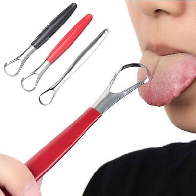 #ad Tongue Scraper Cleaner StainlessSteel Bad Breath for Dental Oral Care Tool E* $1.01