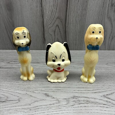 #ad Vintage Squeak Toy Puppy Rubber plastic Dog 1965 Baby Joy Collectible 2 Extras $24.99
