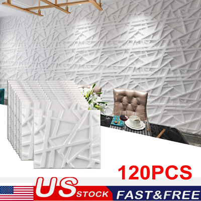 #ad 120PCS Tiles 3D Wall Panels PVC Tiles Textured Bricks Art Design DIY Wallpaper $326.69