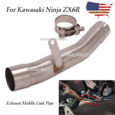 #ad For Kawasaki Ninja ZX 6R ZX636 2009 2024 Motorcycle Exhaust Middle Link Pipe $86.40