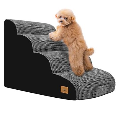 #ad Dog Steps for High Bed 4 Step Dog Ramps for Small Dogs 4 Step Grey Polyester $73.37