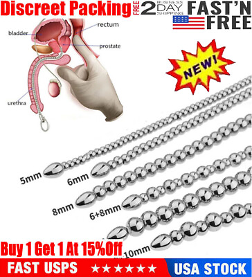 #ad Stainless Steel Long Men Penis Plug Silicone Urethral Sounding Dilator Stretcher $11.89