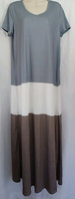 #ad Misslook Gray White amp; Brown Casual Dress Womens Large $8.00