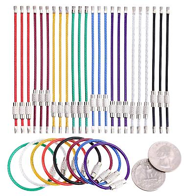 #ad 24PCS 4 Inches Assorted Colored Durable Stainless Steel Wire Keychain Key Rin... $11.91