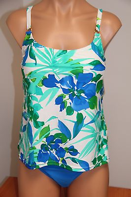 #ad NWT Island Escape Swimsuit Tankini 2pc Set Sz 12 Blue Add a Size Shaper $20.99