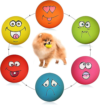 #ad HDSX Smile Face Dog Squeaky Toys Soft Latex Squeak Balls for Puppy Small Pet Dog $21.83