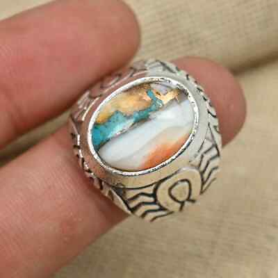 #ad Oyster Turquoise Men#x27;s Gift Ring 925 Sterling Silver Statement Ring All Size D34 $14.62