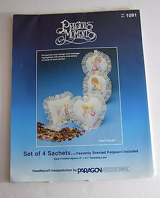 #ad PRECIOUS MOMENTS Sachets Decoration Craft kit Number 1091 Set of 4 $14.99