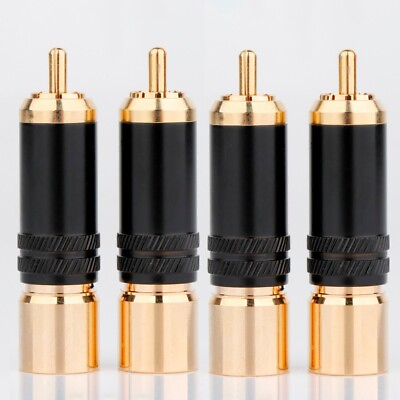 #ad 4PCS 24K Gold Plated phonos RCA Plug DIY Audio Cable Connector $15.00