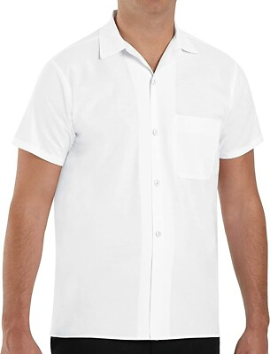 #ad Men#x27;s NEW Button Down Short Sleeve Pocket Casual White Shirt 3XL $16.99