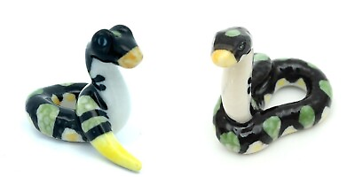 #ad Handmade Miniatures Ceramic Green spotted Snake Figurine Animals Decor Animal $12.99