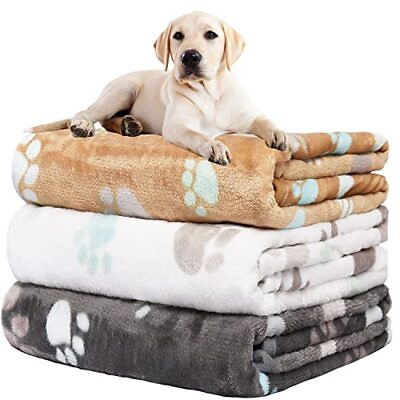 #ad Upgraded Dog Blankets for Large Dogs 3 Pack Large41x31inch Grey Brown White $39.54