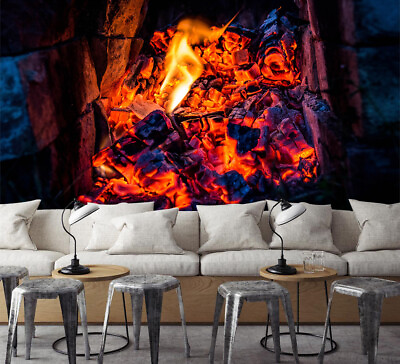 #ad 3D Stone Fireplace 29293NA Wallpaper Wall Murals Removable Wallpaper Fay AU $76.99