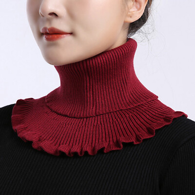 #ad Ruffle Elastic Wool Knitted Scarf Winter Lady Windproof Neck Guard Scarf $3.96