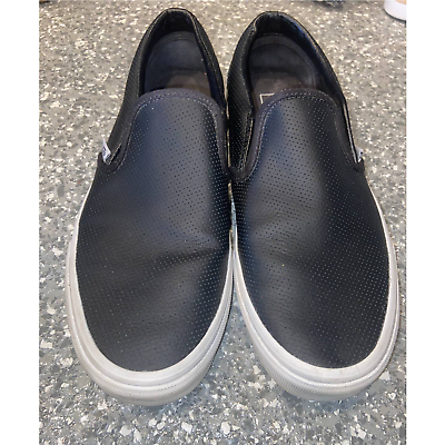 #ad Vans Leather Slip on Black Shoes Size Woman#x27;s 10 $50.00