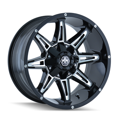#ad Mayhem 20x9 Wheel Gloss Black Milled 8090 Rampage 8x180 18mm Aluminum Rim $308.99