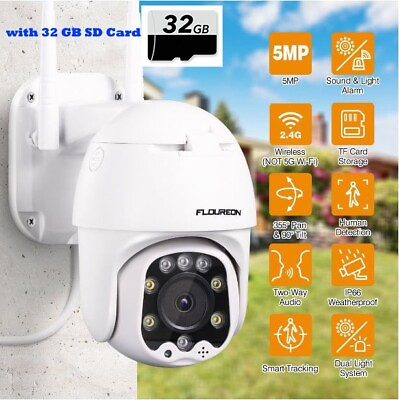 #ad Floureon 2MP 1080P Pan amp; Tilt Auto Tracking IP WiFi Camera 2 Way Voice With 32GB $59.99