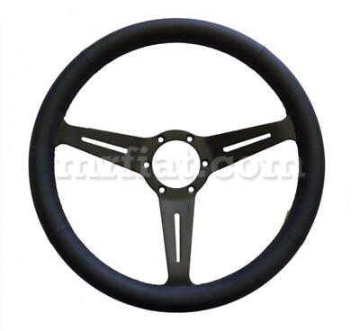 #ad Alfa Romeo Spider Leather Steering Wheel Black Spokes Slots 360 mm New $210.00