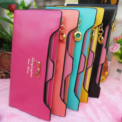 #ad Women Leather Thin Wallet Cute Bow Long Purse Multi ID Credit Card Holder Gift $6.98