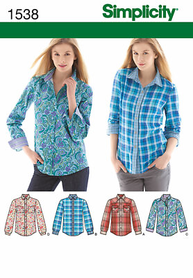 #ad Simplicity 1538 Sz 6 22 Button Down Western Yoke Shirt Classic Collar Pattern $9.49