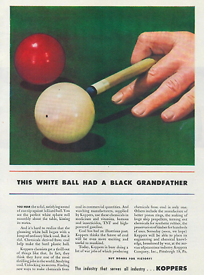 #ad 1945 KOPPERS Manufacturing pool table cue ball game vintage PHOTO PRINT AD sport $10.99