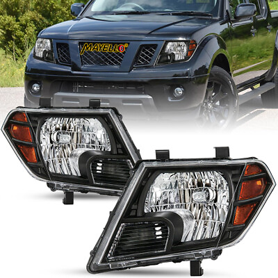 #ad For 2009 2021 Nissan Frontier Truck Black Headlights Headlamps Left amp; Right Pair $149.99
